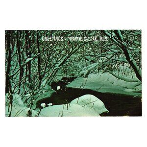 Greetings Prairie Du Sac WI Winter Wonderland Vintage Postcard L L Cook Co 88227
